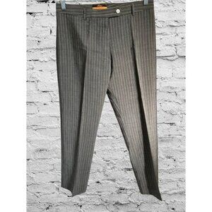 Made in Italy DAVIDE CENCI Pants Wool Blend Gray Stripes Strait Cut Trousers Siz